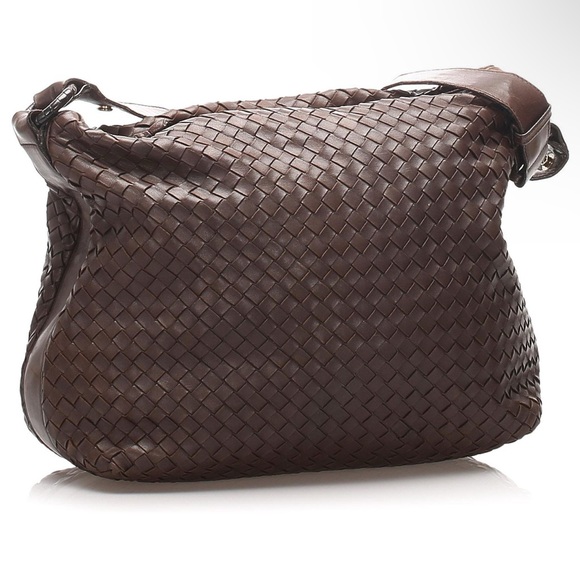 Brown Leather Woven Shoulder Bag - Picture 8 of 11